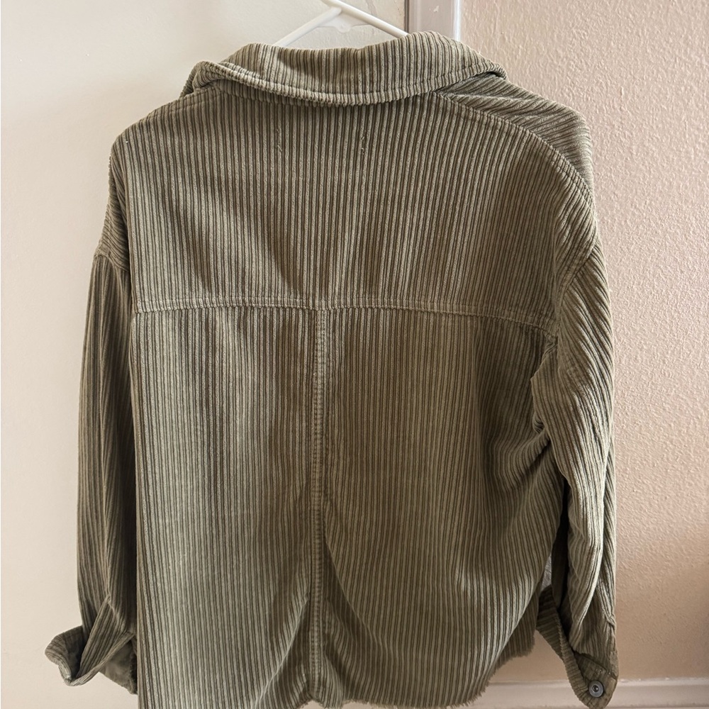 Zara Khaki Corduroy Button Down - Picture 4 of 5